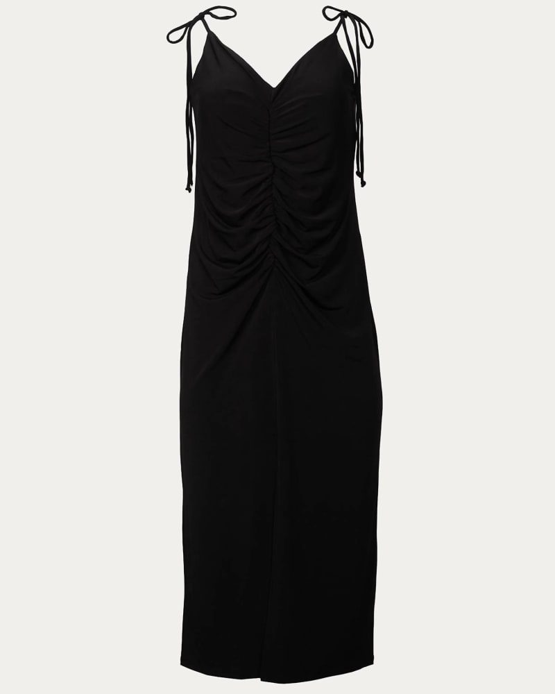 Front of a size L Philosophy Ruched Cami Dress in Black in Black by Lanston. | dia_product_style_image_id:335983